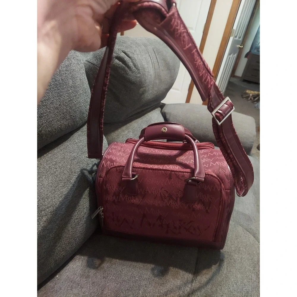 Vintage Mary Kay Travel Consultant Maroon Makeup Bag Tote Carry On Organizer